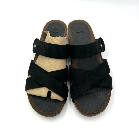 Teva Women's Mahonia Black Leather Slip On Slides Sandals Shoes Size 10.5 NEW - Picture 4 of 14
